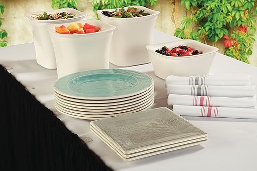 Carlisle FoodService Products Grove Reusable Plastic Plate Dinner Plate with Wide Rim for Home and Restaurant, Melamine, 11 Inches, Aqua, (Pack of 12)