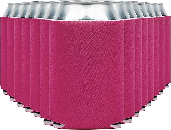 Blank Beer Can Cooler Sleeves (110-Pack) Soft Insulated Beer Can Coolies - HTV Friendly Blank Koolies in Bulk for Beer Cans & Bottles - Coolie Blanks for Vinyl Projects & Wedding Favors (Raspberry)