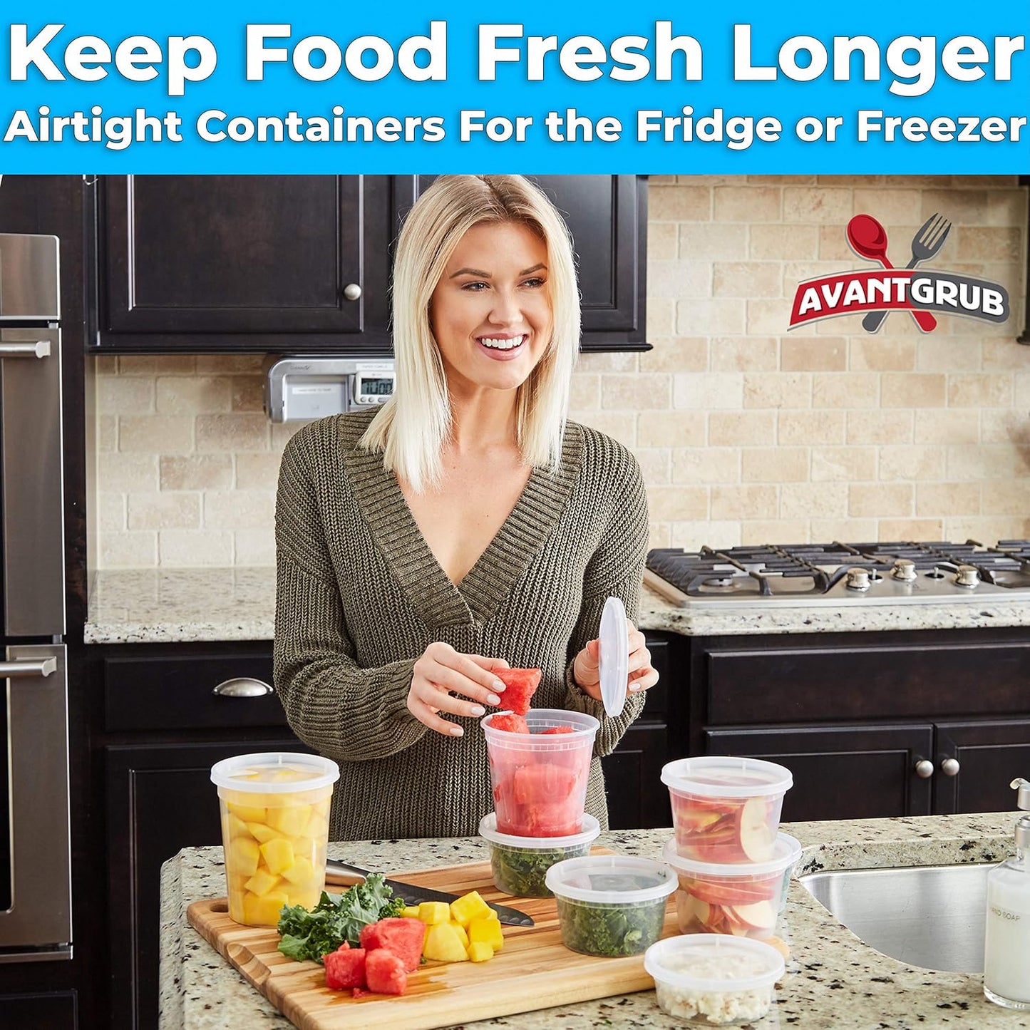 Deli-Grade BPA-Free 8oz Plastic Containers with Lids 24ct. Leakproof Microwavable Portion Container for To-Go Orders, Food Prep and Storage. Reusable Takeout Cups for Restaurant, Cafe and Catering.
