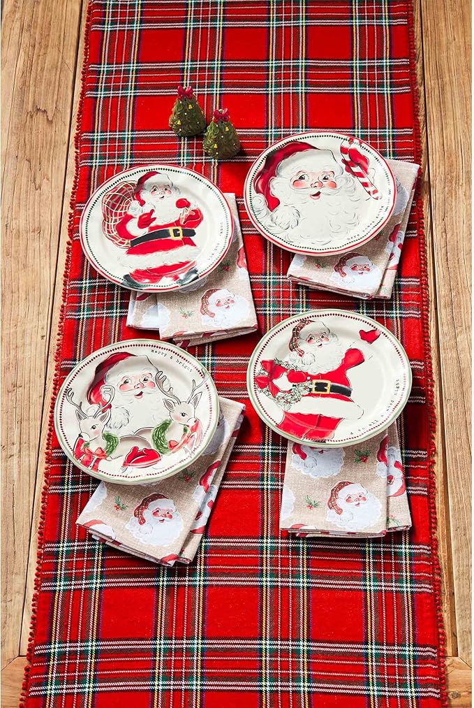 Mud Pie Santa Salad Christmas Plate, Reindeer, 8" dia
