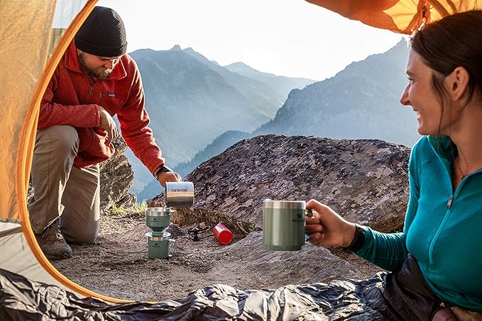 STANLEY Perfect Brew Pour Over Manual Single Cup Coffee Maker Drip Coffee Maker with Reusable Filter | Easy Clean Stainless Steel BPA-Free Hammertone Green (Pack of 4)