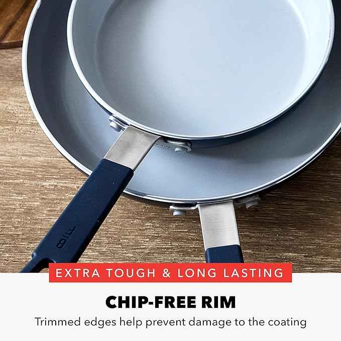 GreenPan x Bobby Flay 13 Piece Nonstick Cookware Pots and Pans Set, PFAS-Free Diamond Ceramic, Induction Suitable, Easy Clean Dishwasher & Oven Safe, Stay-Cool Silicone Handles, Glass Lids, Navy Blue