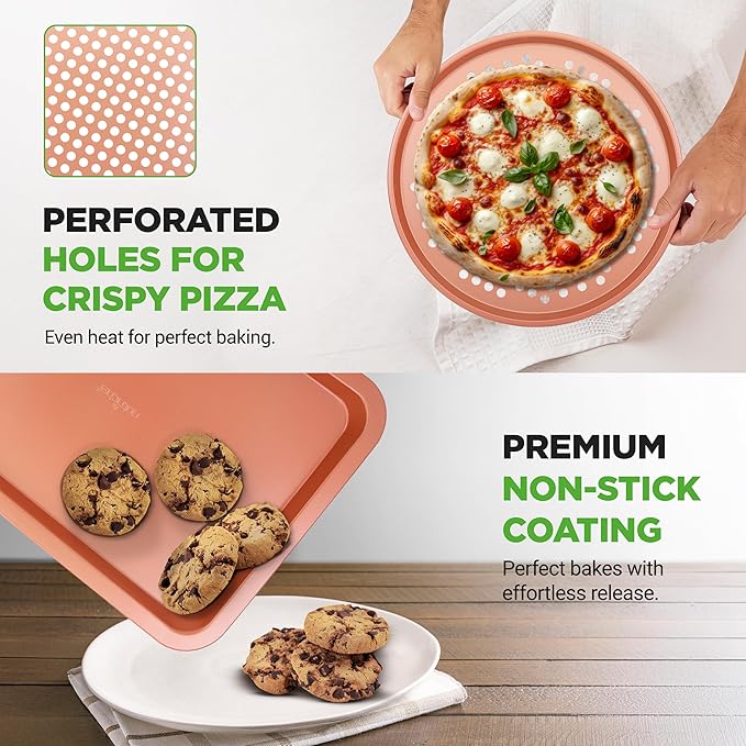 NutriChef 10-Piece Oven Baking Pans Set - Deluxe Carbon Steel Bakeware Set with Non-stick Gray Coating Inside and Out, Dishwasher Safe & PFOA, PFOS, PTFE Free