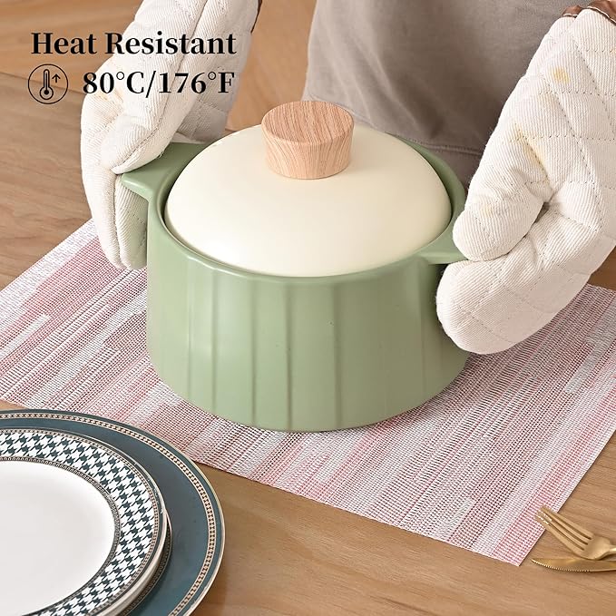 Leetaltree Misty Rose Placemats Set of 4 - Heat Resistant Non-Slip Place mats for Dining Table, Washable Durable PVC Vinyl Woven Table Mats（Misty Rose, 4）
