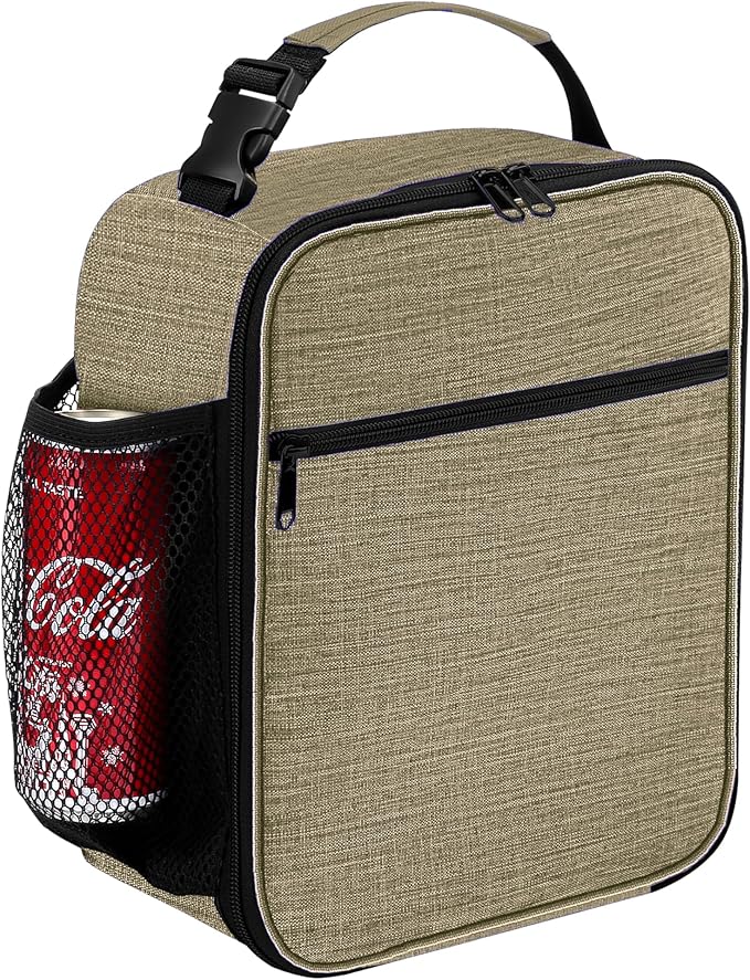 ZM-YOUTOO Lunch Box for Men - Reusable Lunch Bag Men Adult Women- Insulated Small LunchBox (Beige)