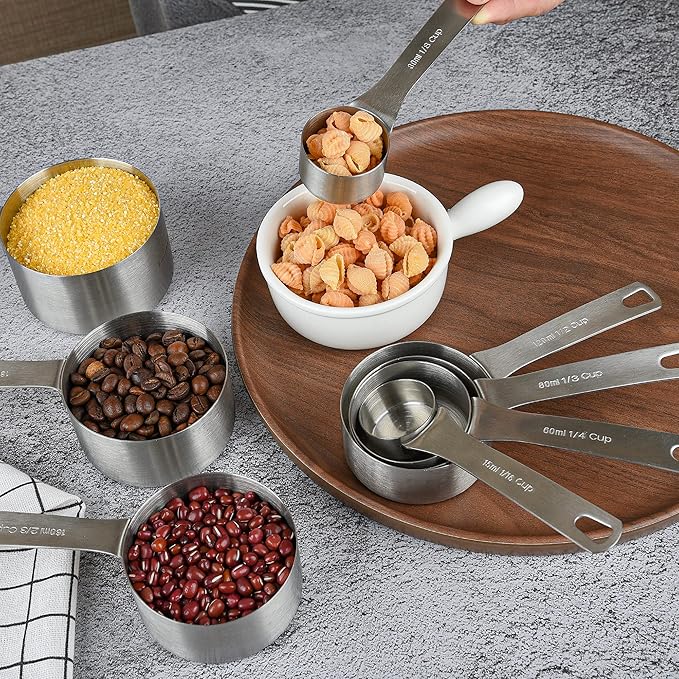 Measuring Cups Set, 18/8 Stainless Steel Measuring Cups for Kitchen and Baking Measure Cups Set of 8