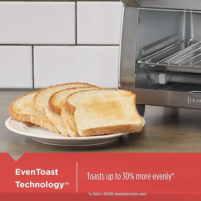 BLACK+DECKER 4-Slice Toaster Oven with Natural Convection, Stainless Steel, TO1760SS (TO1760SST-1)
