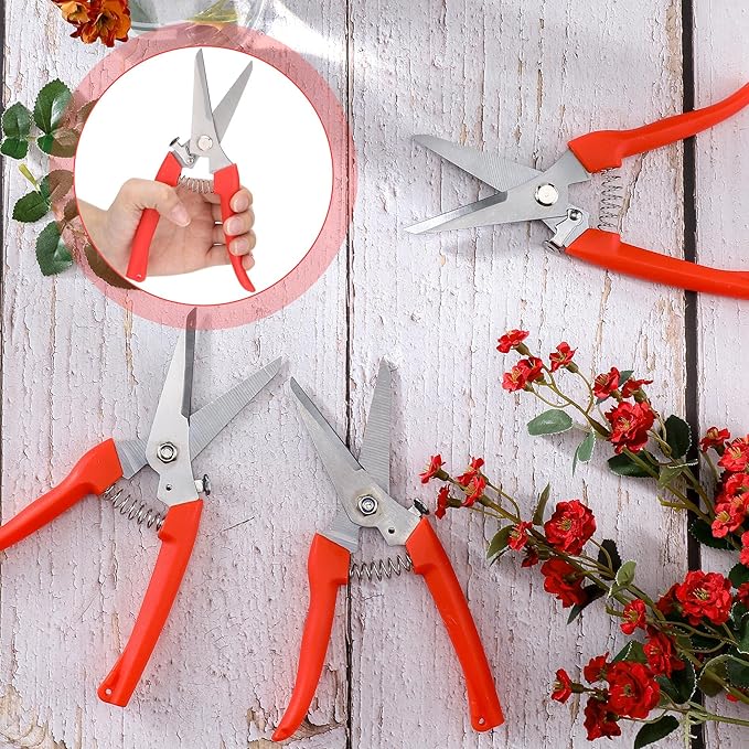 Chumia 30 Pcs Garden Flower Shears Pruning Scissors Heavy Duty Plant Scissors Trimming Garden Clippers Hand Tree Pruner for Yard Gardening Plants Hedge Flower Tree Cutting Secateurs (Orange)