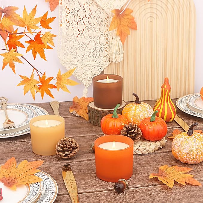 MILIVIXAY 20 Pack 4 OZ Fall Candle Jars with Lids and Candle Making Kits - Bulk Small Empty Candle Jars for Making Candles - Spice, Powder Containers.