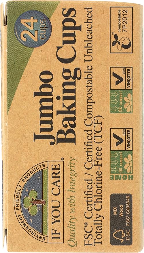 If You Care Unbleached Cupcake Liner Baking Cups - 24 Pack of 24-Count Boxes – Extra Large Jumbo Size - Made of Silicone Coated, Greaseproof Parchment Paper, Compostable Muffin Holders