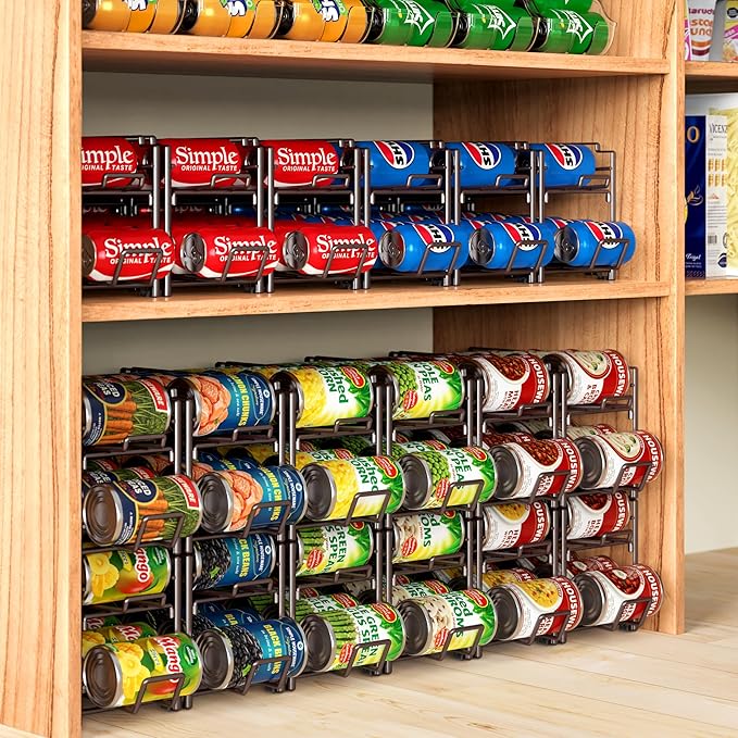 Simple Houseware Stackable Beverage Soda Can Dispenser Organizer Rack, Bronze - 2 Pack