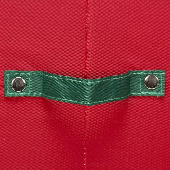 Household Essentials 536RED Holiday China Storage Chest with Lid and Handles | Dinner Plate | Red Canvas with Green Trim