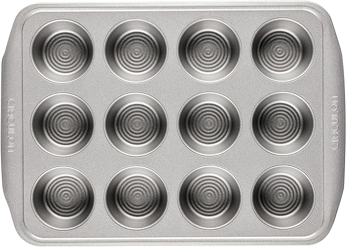 Circulon Nonstick Bakeware 12-Cup Muffin Tin, Gray, Steel