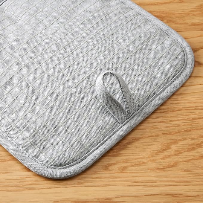 KITCHENAID Gourmet Series Gridlines Pot Holders 2-Pack Set, Heat Resistant up to 600°F, Soft Silicone Grip, Magnetic Cuff, Matte Grey, 8"x8"