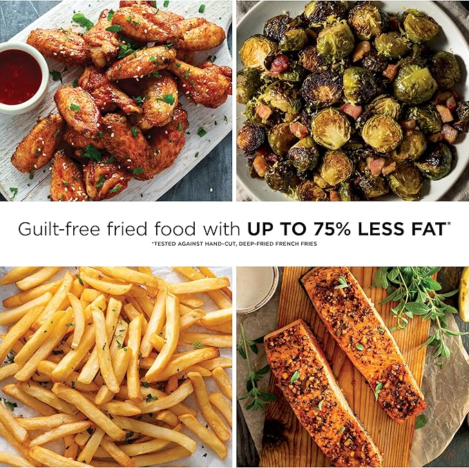 Ninja | Air Fryer Pro XL | 6.5QT Capacity fits up to 9lbs of Wings| 7-in-1 Max Crisp, Broil, Air Fry, Roast, Bake, Reheat & Dehydrate | Dishwasher Safe Parts | Space Saving | Grey | AF182AMZ