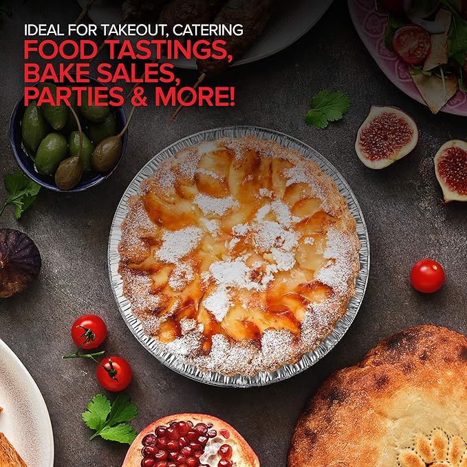 Stock Your Home 9 Inch Aluminum Tart Pie Pans (30 Count) - Disposable & Recyclable Large Pie Pan - Foil Pie Tin for Bakeries, Cafes, Restaurants - Durable Large Foil Pans for Pies, Fruit Tarts, Quiche