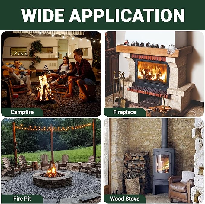 Tredre Fire Tongs and Fire Poker Set, Manganese Steel Fire Pit Tools for Outside, Heavy Duty Fireplace Tongs Log Grabber for Campfire, Wood Stove, Rust-Resistant Firewood Tong Set