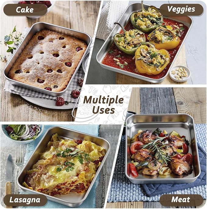 TeamFar Toaster Oven Tray, 6 Pack Stainless Steel Small Baking Sheet Pan Set, Metal Cookie Sheets for Baking/Broiling/Serving, Non-Toxic & Heavy Duty, Dishwasher Safe, 9.3” x 7” x 1”