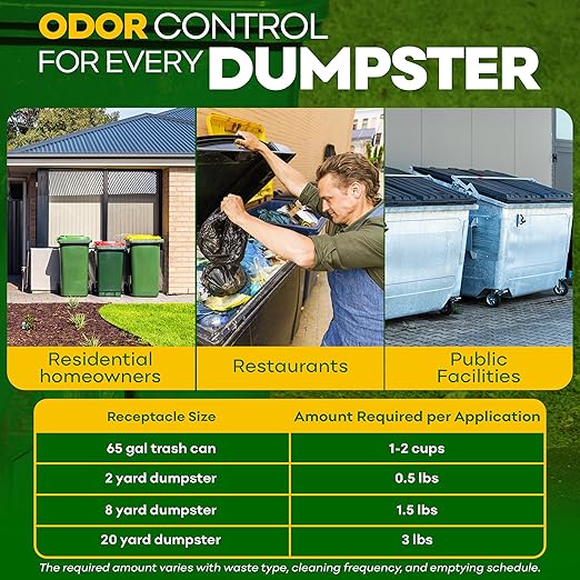 BEEST Dumpster Defender - 3lbs Outdoor Trash Can Deodorizer & Liquid Waste Absorber (Made in USA) Biodegradable Trash Can Odor Eliminator - Powerful Garbage Deodorizer for Always-Fresh Bins - 14 Cups
