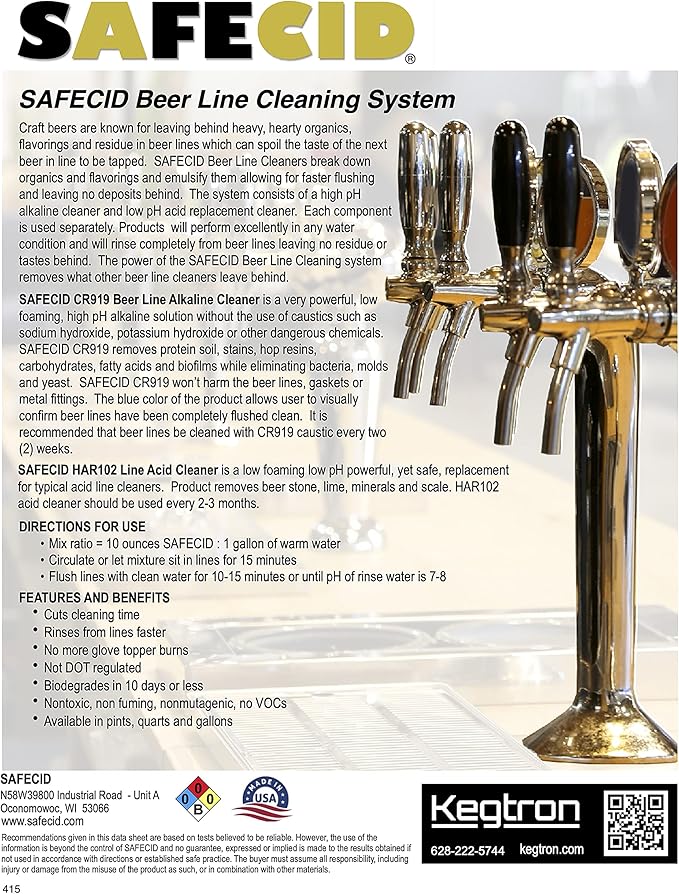 Alkaline Beer Line Cleaner 32 Fl Oz - Powerful & Safe - Biodegradable Draft System Cleanser