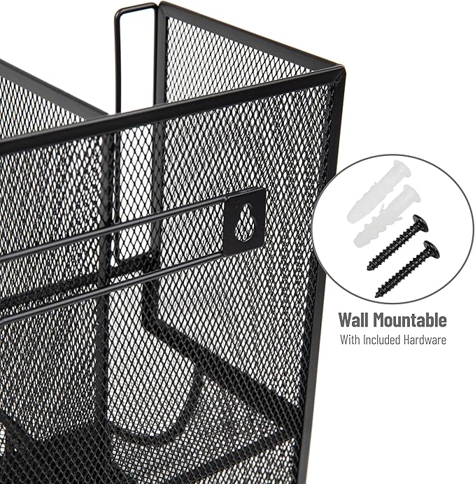 Mind Reader Multipurpose Countertop Organizer, Office Breakrooms, Cup and Condiment Station, Metal Mesh, Black