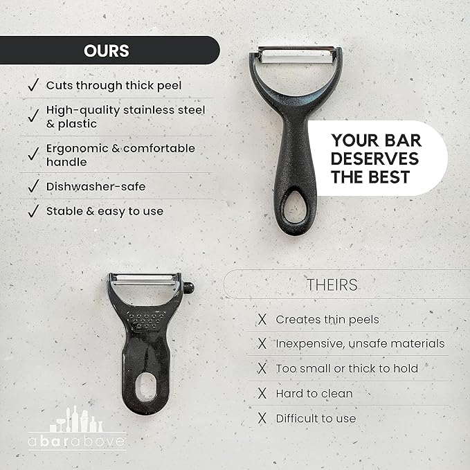 A Bar Above Stainless-Steel Citrus Peeler, Premium Fruit Peeler for Oranges, Lemons, and Limes, Bartender Garnish Tool for Cocktails, Professional Grade Zester, Durable Bar Tool for Home and Bar Use