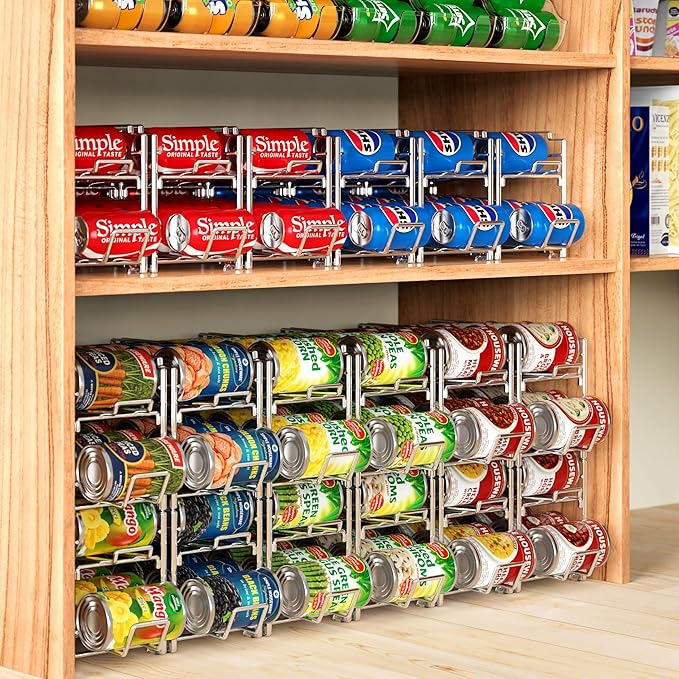 Simple Houseware Stackable Front Loading Beverage Can Dispenser Rack, Chrome - 2 Pack