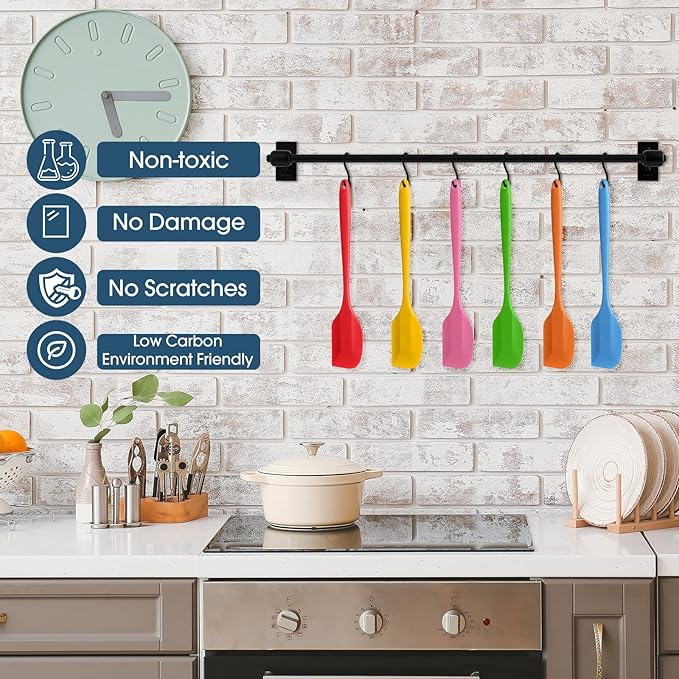 Irenare 30 Pcs Silicone Spatulas 11 Inch Large Rubber Spatulas Heat Resistant Non Stick Flexible Scrapers Baking Mixing Tool Cookware Dishwasher Safe, 6 Colors