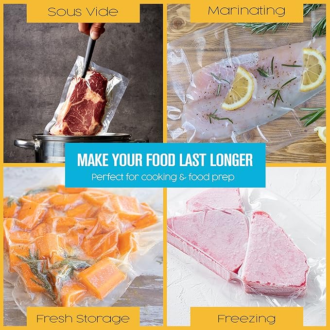 Houseables Vacuum Seal Bags, Vacuum Sealer Rolls, Sous Vide Bags, Food Saver Rolls, 2 Pack, 11 Inch & 8 Inch x 50FT, Commercial Grade, Vaccum Sealed Storage, Microwave & Freezer Safe, Store A Meal