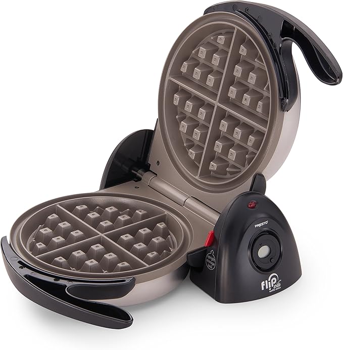 Presto Ceramic 22-inch Electric Griddle + Presto Ceramic FlipSide Belgian Waffle Maker, Black