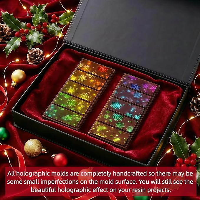 Ziliny Rectangle,Rectangle Holographic Chocolate Bar Mold Silicone, Rainbow Light Effect Chocolate Bar Deep Thick Molds for DIY Candy Dessert Baking, Candy, Wax Melts, Cake Decoration