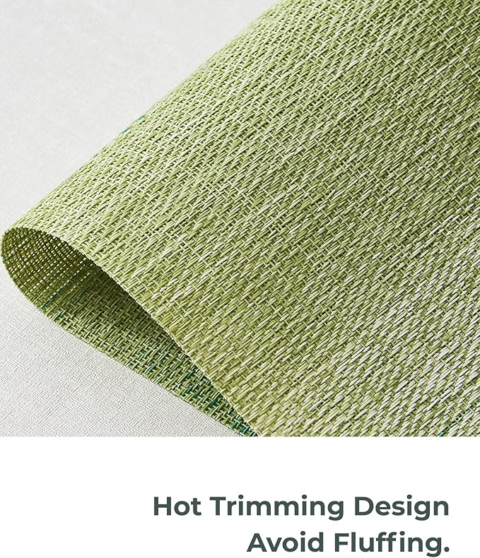 Leetaltree Gradient Green Woven Placemats Set of 6 - Heat Resistant Non-Slip Place mats for Dining Table, Washable Durable PVC Vinyl Woven Table Mats(Gradient Green, 6)