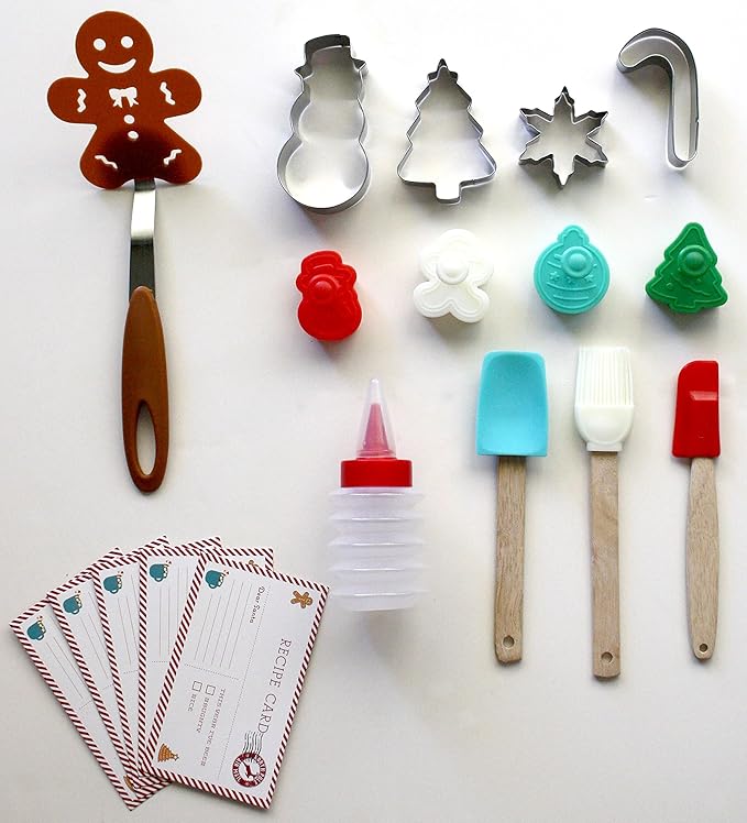 Handstand Kitchen 18-Piece Cookies for Santa Real Baking Set with Recipes for Kids