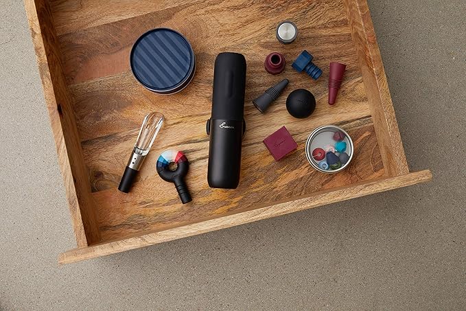 Rabbit Electric Corkscrew Wine Opener - Push Button Automatic Bottle Opener, Compact Design, Opens Bottles Quietly, Stores Vertically or Horizontally, Black