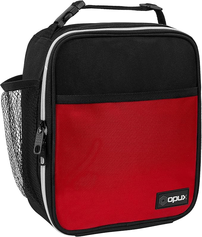 opux Premium Insulated Lunch Box, Soft School Lunch Bag for Kids Boys Girls, Leakproof Small Lunch Pail Men Women Work, Reusable Compact Cooler Tote Lunchbox for Office Adult, Red