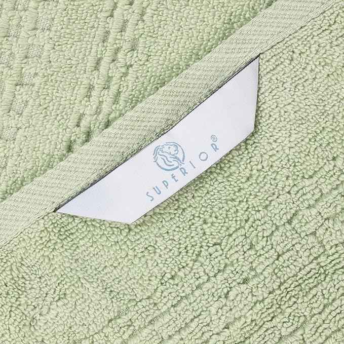 Superior Playa Zero Twist Cotton Medium Weight Towels, for Guest Bath, Bathroom, Shower, Spa, Plush, Quick Dry, Ultra-Soft Towels, Bath Essentials, Waffle Textured, 9 Piece Assorted Towel Set, Green