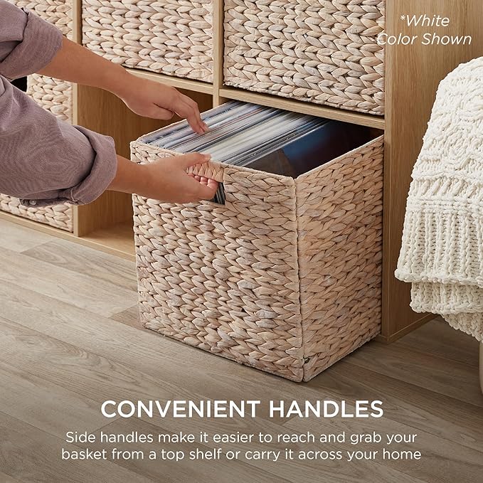 Best Choice Products 10.5x10.5in Pack of 5 Cube Storage Baskets, Water Hyacinth Multipurpose Collapsible Organizers, Handwoven Laundry Totes for Laundry, Living Room, Kids Room & Nursery - Chestnut
