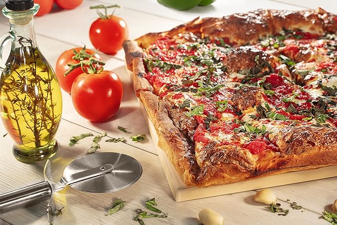 CucinaPro Pizza Stone for Oven, Grill or BBQ- 1/2" Extra Thick Cordierite Rectangular Baking Stone for Better Cooking- 15" x 12" Pan- Holds High Temp For Crispy Crust- Kitchen Tool Essential Must Have