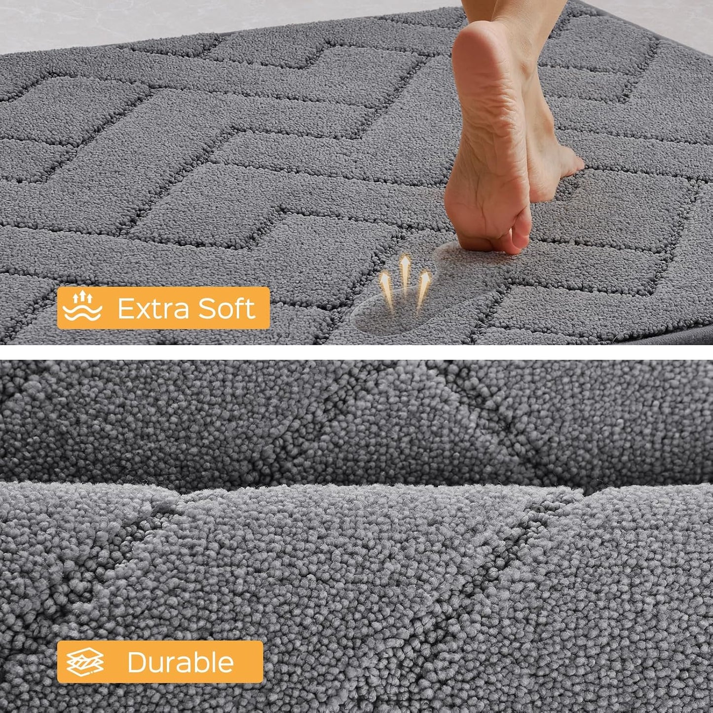 Machine Washable Kitchen Rugs 24" x 70", Non-Slip Kitchen Runner Rugs Mats for Floor, Absorbent Comfort Standing Mats for Kitchen, Sink, Laundry and Hallway, Rolled Packaging, Grey