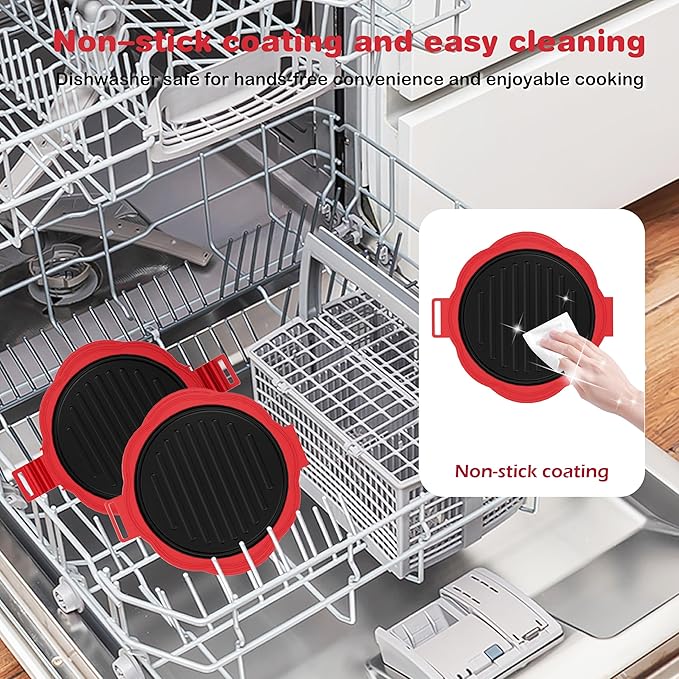 9.8" Microwave Sandwiches Maker,Double Side Grill Pan with Heat-Resistant Handles, Non-Stick Crisper Tray,Dishwasher Safe,School Dorm/Home/Office