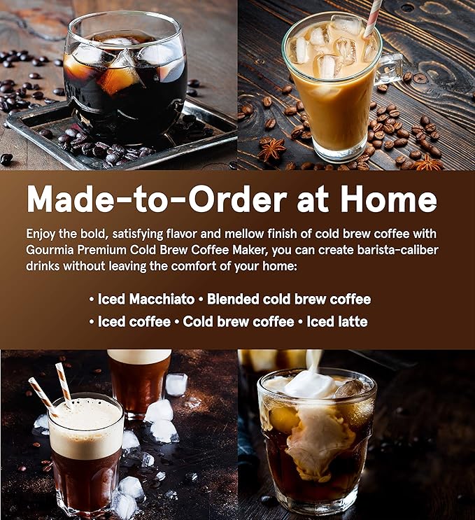 Gourmia GCM7800 Brewdini™ Digital Cold Brew Coffee Maker - Vacuum Technology for 2 Minute Cold Brew - 4 Strength Options - 5 Cup Capacity - Stainless Steel