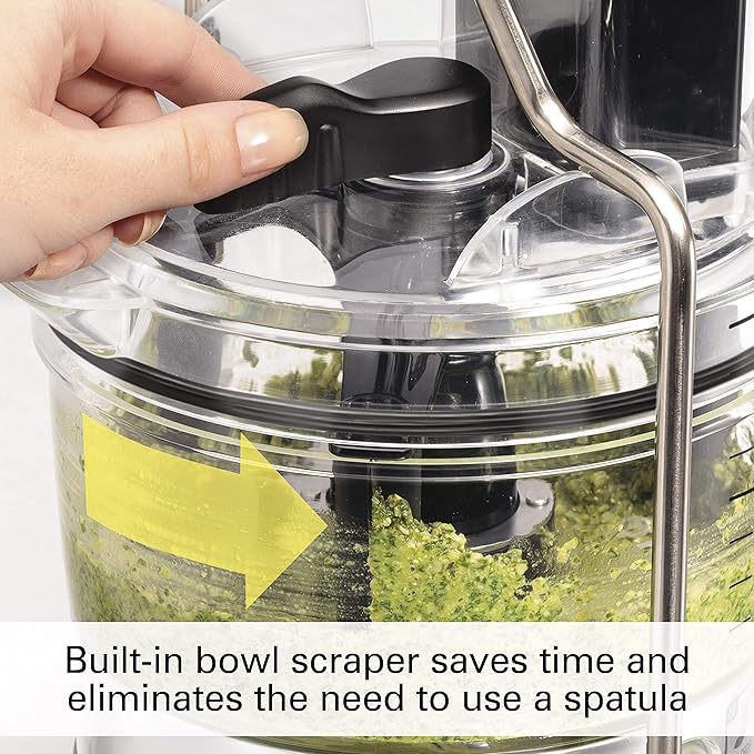 Hamilton Beach Stack & Snap 8-Cup Food Processor & Vegetable Chopper with Adjustable Slicing Blade, Built-in Bowl Scraper & Storage Case, Silver (70820)