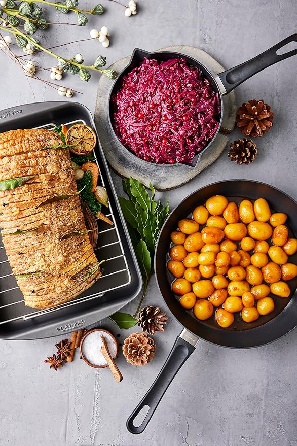Scanpan Classic 3.25 QT (13.5 inch x 8.75 inch) Nonstick Roasting Pan – Compatible with Gas and Electric Stovetops, Metal Utensil Safe, Oven Safe to 500°F, Dishwasher Safe