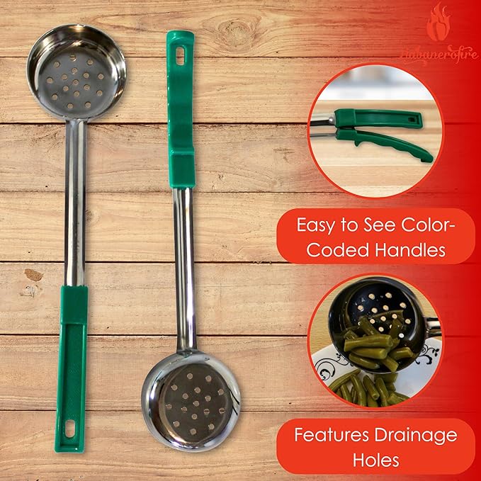 4 Ounce Slotted Stainless Steel Portion Control Ladle Spoon for Measuring and Serving; Commercial Grade Serving Scoops [Pack of 12]
