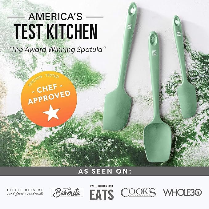 DI ORO Silicone Spatula Set - Rubber Kitchen Spatulas for Baking, Cooking, & Mixing - 600°F Heat-Resistant & BPA Free Silicone Scraper Spatulas for Nonstick Cookware - Dishwasher Safe (4pc, Sage)