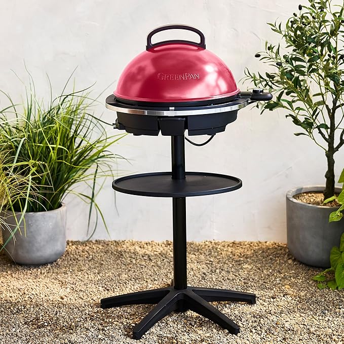 GreenPan 2-in-1 Portable Indoor & Outdoor Standing Electric Grill & Griddle, Cinnamon