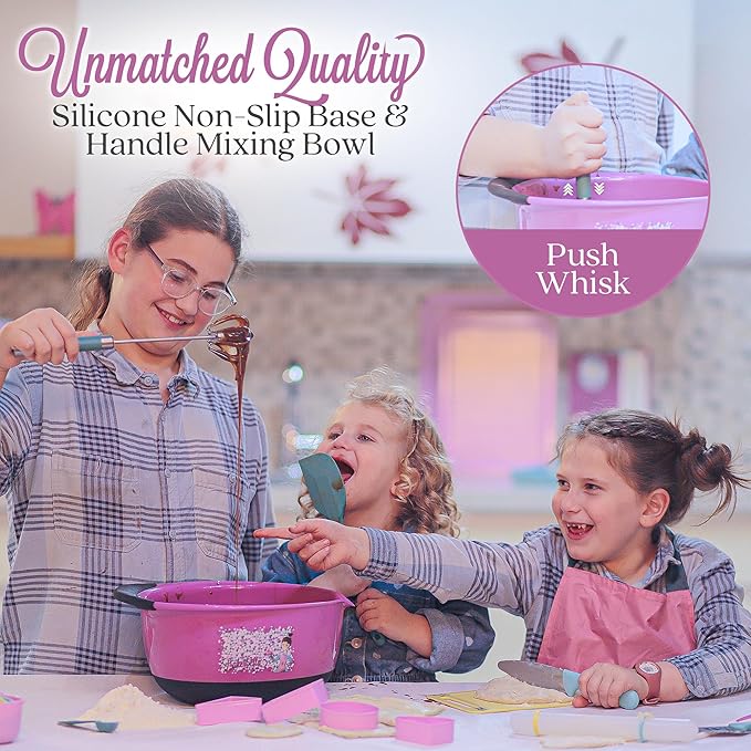 Kids Cooking Sets Real Kid Baking Set With Kid Safe Knife Set Beginers Baking Supplies With Nonstick Baking Pans, Kids Cook Book Best Baking Gift