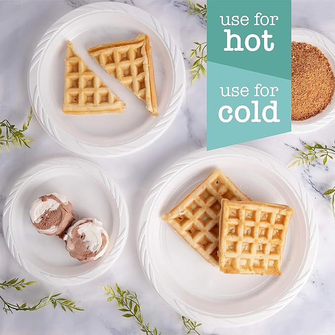 PLASTICPRO 100 Count Disposable 6 Inch White Plastic Dessert Plates
