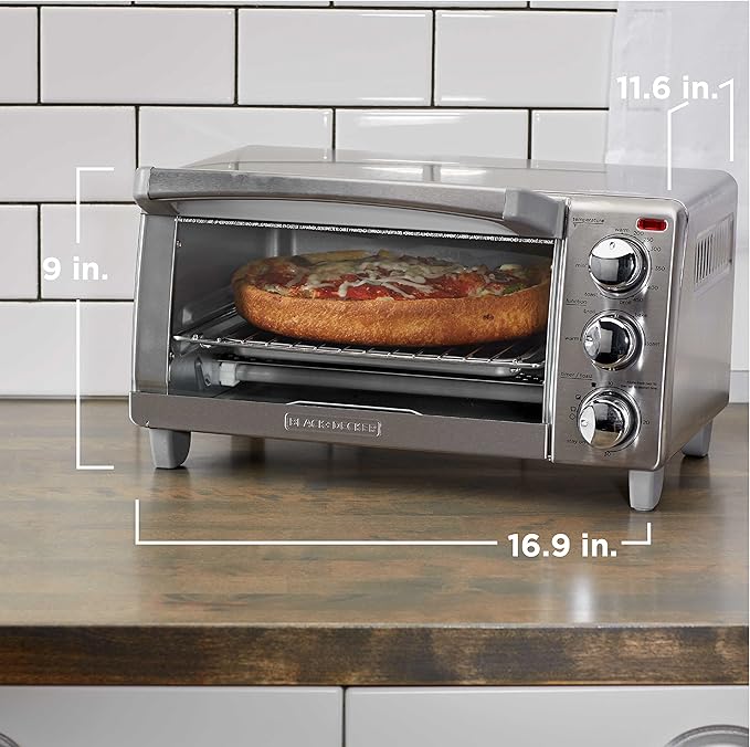 BLACK+DECKER 4-Slice Toaster Oven with Natural Convection, Stainless Steel, TO1760SS (TO1760SST-1)