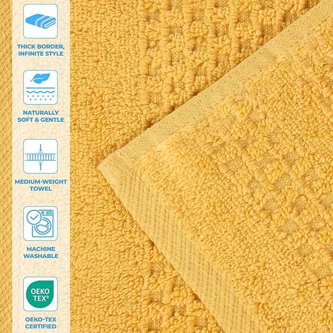 Superior Playa Zero Twist Cotton Medium Weight Towels, for Guest Bath, Bathroom, Shower, Spa, Plush, Quick Dry, Ultra-Soft Towels, Bath Essentials, Waffle Textured, Bath Towels, Set of 2, Gold